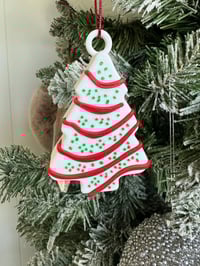 Image 1 of Little Christmas Tree Cake Ornament - 4 Pack