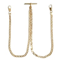 Desperado Gold Plated Double Albert Vest Pocket Watch Chain with T bar 545GT2