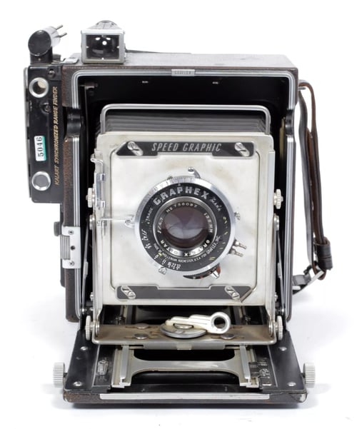 Image of Graflex Speed Graphic 4X5 Camera w/ Optar 135mm lens + film + holders #5046