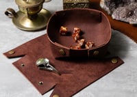 Image 4 of Collapsible DND Dice Tray, Leather Valet Tray, Leather Dice Tray, Leather Catchall
