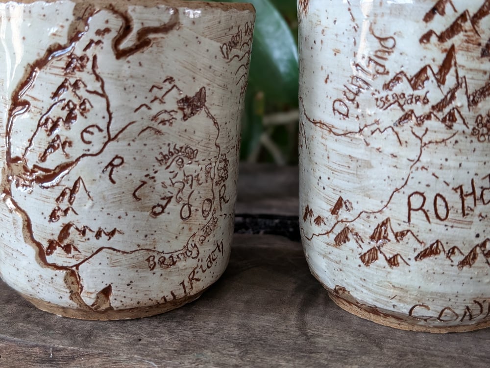 Middle Earth Map Mug Matching Set