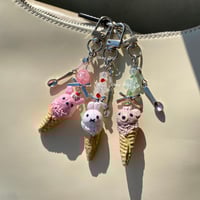 Image 1 of Ice Cream Cone Animal Keychain