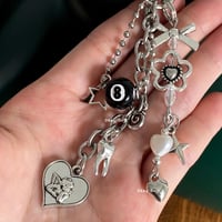 Image 2 of 8 Ball Keychain with Cherub Angel, Hearts, Stars, Bow Charms