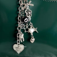 Image 3 of 8 Ball Keychain with Cherub Angel, Hearts, Stars, Bow Charms