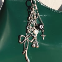 Image 3 of 8 Ball Keychain with Dice, Cherry, Stars, Bow Charms