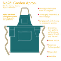 Image 5 of Garden Apron with Specialist Pockets and Gathering Pouch Feature. Blue/Green Canvas. 26:1