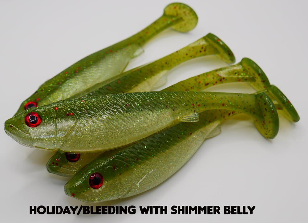 Image of 5" Swimbait Split Belly (3 Pack) Holiday Shimmer Belly