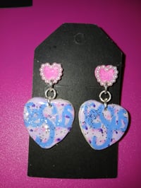 JESUS earrings with heart studs