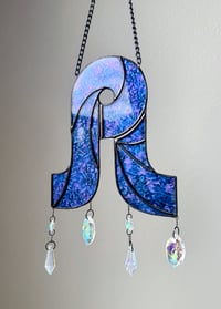 Image 1 of Pretty Lights Inspired Stained Glass Wall Piece Swirl Mobile – Blue + Violet