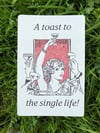 A Toast to the Single Life Valentine Postcard