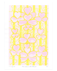 Pink Leaves On the Sidewalk - Riso Prints 