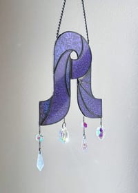 Image 1 of Pretty Lights Inspired Stained Glass Wall Piece Swirl Mobile – Violet + Blue (Color-Shifting)