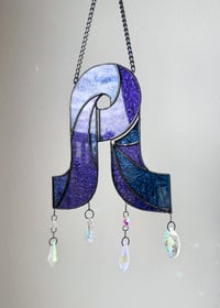 Image 3 of Pretty Lights Inspired Stained Glass Wall Piece Swirl Mobile – Violet + Blue (Color-Shifting)