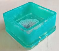 Image 2 of Sparkly translucent teal resin jewelry dish 