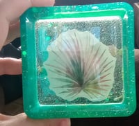 Image 3 of Sparkly translucent teal resin jewelry dish 