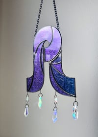 Image 2 of Pretty Lights Inspired Stained Glass Wall Piece Swirl Mobile – Violet + Blue (Color-Shifting)