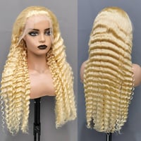 #613 Blonde Deep Wave Hair 13x4 Transparent Lace Frontal Wig