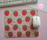 Image 1 of Kawaii Strawberries and Flowers Mousepad