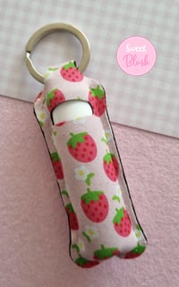 Image 4 of Kawaii Strawberries and Flowers Lipbalm/Lipstick Holder Keychain