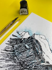 Image 3 of Ink original of Morzine, Teal 1