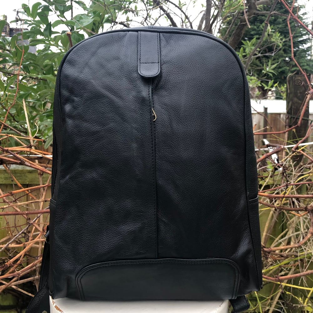 Image of Handmade Leather Backpack - Black Buffalo #E