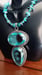 Image of 2.25 INCH AQUAMARINE PENDANT WITH TURQUOISE AND AQUAMARINE GEMSTONE CHIPS