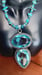 Image of 2.25 INCH AQUAMARINE PENDANT WITH TURQUOISE AND AQUAMARINE GEMSTONE CHIPS