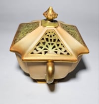 Image 3 of Royal Worcester rectangular shaped reticulated pot pourri and cover