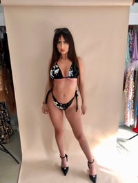 Image 1 of Black and Silver Two Tone Flip Sequin Bikini