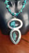 Image of 2.25 INCH AQUAMARINE PENDANT WITH TURQUOISE AND AQUAMARINE GEMSTONE CHIPS