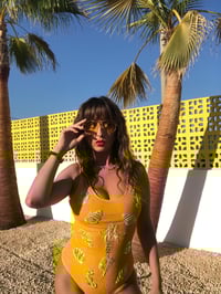 Image 4 of Hand Embellished Seersucker Swimsuit - Yellow