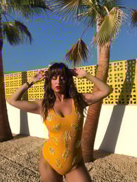 Image 5 of Hand Embellished Seersucker Swimsuit - Yellow