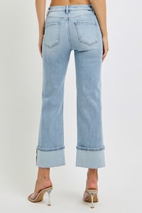 Image 2 of HIGH RISE ANKLE STRAIGHT WIDE CUFFED JEANS - RISEN