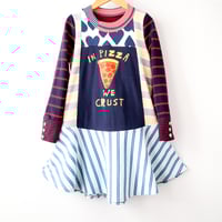 Image 1 of in pizza we crust 5/6 foodie hearts buttons stripe courtneycourtney long sleeved dress