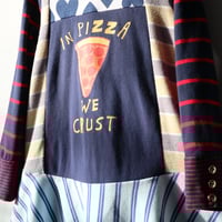 Image 2 of in pizza we crust 5/6 foodie hearts buttons stripe courtneycourtney long sleeved dress