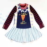Image 3 of in pizza we crust 5/6 foodie hearts buttons stripe courtneycourtney long sleeved dress