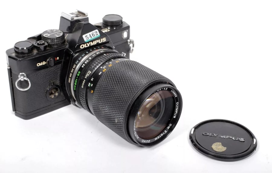 Image of Olympus OM-2N 35mm film SLR camera with 35-105mm zoom lens #5462