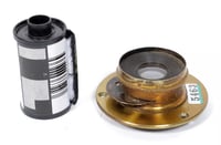 Image 3 of Wray 6" brass lens with disc aperture and flange #5463