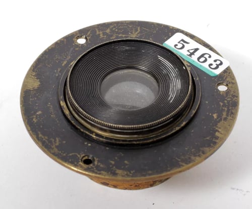 Image of Wray 6" brass lens with disc aperture and flange #5463