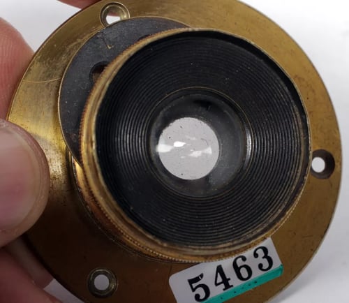 Image of Wray 6" brass lens with disc aperture and flange #5463