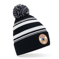 HOWAY THE LADS STRIPED BOBBLE HAT - BLACK