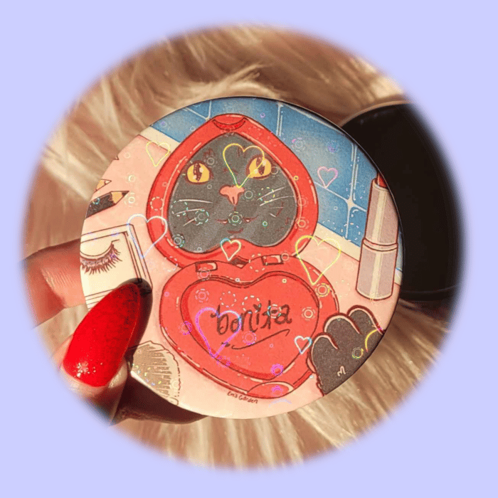 Image of Bonita Cat Glimmer Heart Pocket Mirror