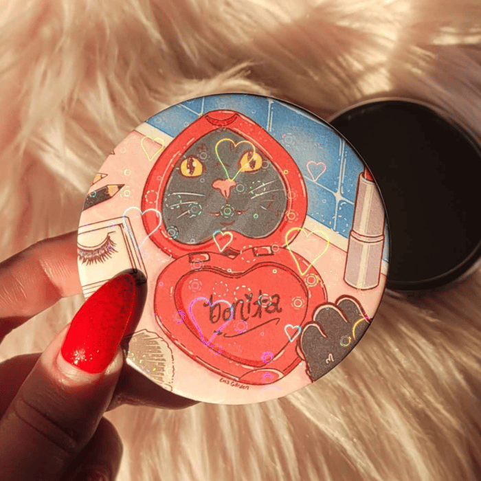 Image of Bonita Cat Glimmer Heart Pocket Mirror