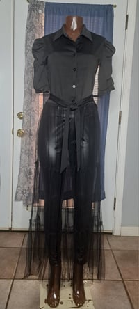 Image 4 of Black Casual top mesh bottom with belt