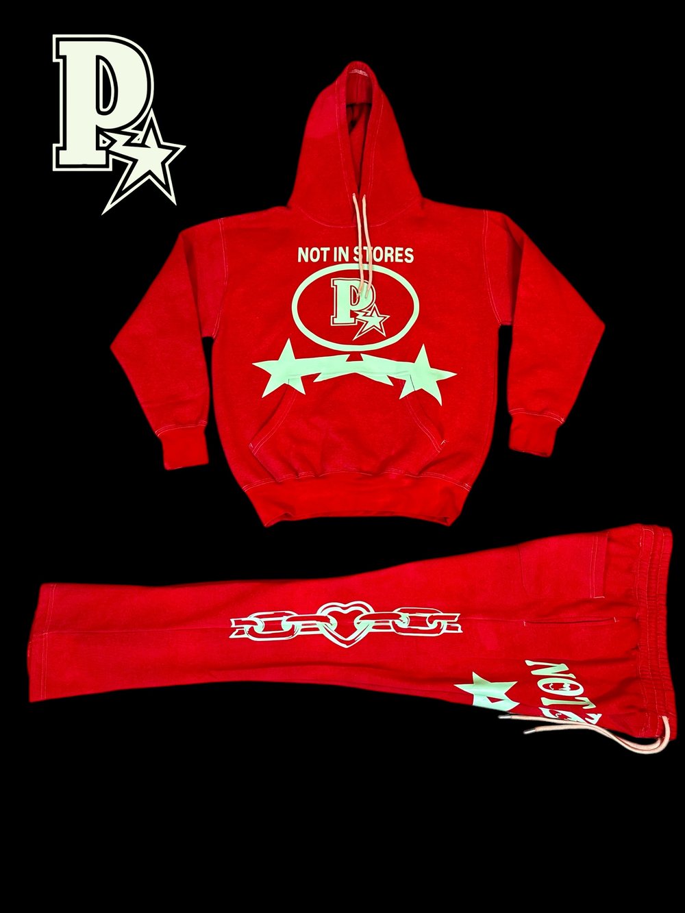 Playa Essentials “Red Star” Tracksuit (Hoodie + Stacked Sweats) 