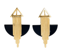 Aurora Half Moon Earrings Black Onyx