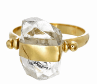 Diamond Quartz Swivel Ring Gold 