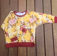 Image 1 of Mustard Floral Dolman Sweater