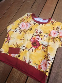 Image 2 of Mustard Floral Dolman Sweater