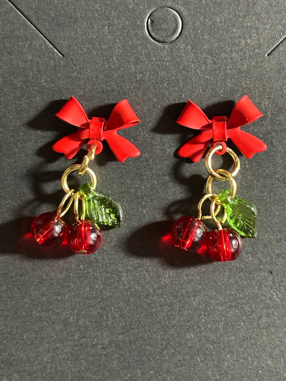 Image of Red bows and cherries 🍒 earrings